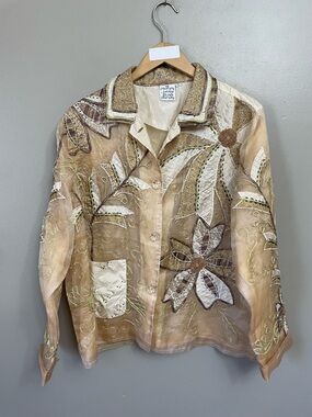 Parsley & Sage Large silk boho avant garde mixed media lined jacket VTG festival